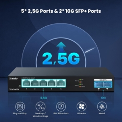 Tenda 2.5Gbit Switch (TEM2007X) mit 2x 10G SFP+ für 44,99€ (Vergleich: 60,69€)