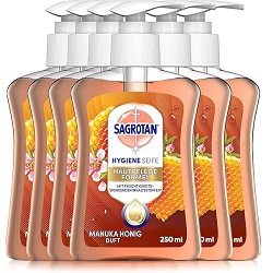 Sagrotan Handseife Manuka Honig (6 x 250 ml) für nur 10,43€ im Sparabo (Vergleich: 14,49€)