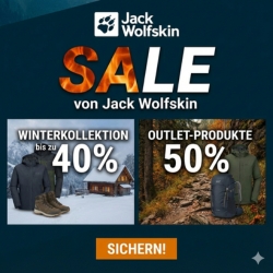 Jack Wolfskin: bis zu 40% Rabatt auf die Winterkollektion oder bis zu 50% Rabatt im Outlet
