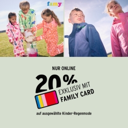 Ernsting’s Family: 20% Rabatt auf ausgewählte Kinder-Regenmode als Family Card Inhaber