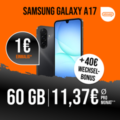 Samsung Galaxy A17 5G (128 GB) für 1,00€ mit der allmobil Allnet Flat Power 60 (60 GB, Vodafone) für 12,99€/Monat + 40€ Wechselbonus + kein Anschluss