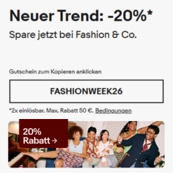 eBay: 20% Rabatt auf ausgewählte Fashion und Co.