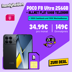 Xiaomi POCO F8 Ultra (256 GB) für 149,00€ mit der freenet Allnet Flat (50 GB, Telekom) für 34,99€/Monat + 250€ Bonus