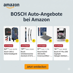 Bosch KFZ-Angebote bei Amazon: Scheibenwischer, Lampen & Ladegeräte usw. stark reduziert
