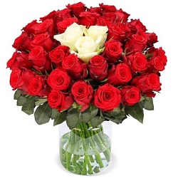 Blumenstrauß Sweetheart mit 47 roten und 3 weißen Rosen für 45,48€