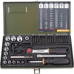 Proxxon Steckschlüsselsatz 23070 (39-tlg., 1/4 Zoll Ratsche, Stahlkasten) für 29,39€ (Vergleich: 34,11€)