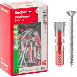 Fischer DuoPower 6 x 30 mm (100 Dübel + Schrauben) für 14,90€ (Vergleich: 30,24€)