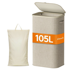 Lifewit Wäschekorb mit Deckel (105L) für 13,85€ (Vergleich: 17,99€)