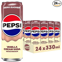 Pepsi Zero Zucker Vanilla Cream Soda (24 x 0,33l) für 16,99€ + Pfand (Vergleich: 23,76€)