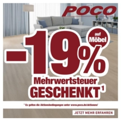 Poco: 19% MwSt. geschenkt (15,97% Rabatt) auf Möbel