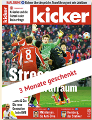 „kicker“ Sportmagazin für 13 Wochen (13 Ausgaben) komplett kostenlos testen – Kündigung notwendig