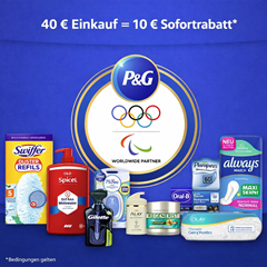 [Super] P&G Aktion bei Amazon: 10€ Sofortrabatt ab 40€ Einkaufswert (Pampers, Gillette, Swiffer & mehr) + oft kombinierbar mit weiteren Rabatten
