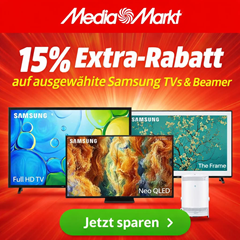 MediaMarkt: 15% Extra-Rabatt auf ausgewählte Samsung TVs und Beamer