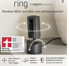 Bewegliche Ring Pan-Tilt Indoor Cam (360° Sicht) für 39,99€ (Vergleich: 44,98€)
