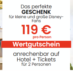 Reisegutschein für Disneyland® Paris für 119€ pro Person (Hotel + Eintrittskarte)