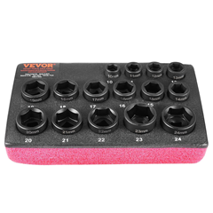 15-teiliges VEVOR Schlagsteckschlüsselsatz (3/8 Zoll Antrieb, extra kurz) für 23,16€ (Vergleich: 38,99€)