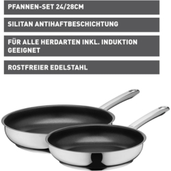 Silit Calabria Pfannen-Set (24/28 cm, Edelstahl, Induktion, 260°C fest) für 42,79€ (Vergleich: 55,98€)