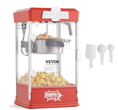 VEVOR Popcornmaschine (480 W, Retro-Kino-Design in Rot) für 64,76€ (Vergleich: 85,06€)