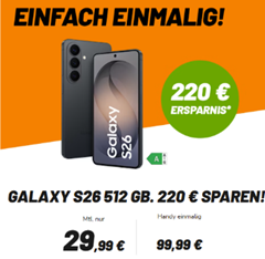 Samsung Galaxy S26 mit 512 GB Speicher für 99,99€ mit Vodafone Allnet Flat (40 GB, Vodafone-Netz) für 29,99€/Monat