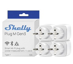 4er-Pack Shelly Plug M Gen3 (WLAN & Matter, 3000W, Energiemessung) für 38,00€ (Vergleich: 51,96€)