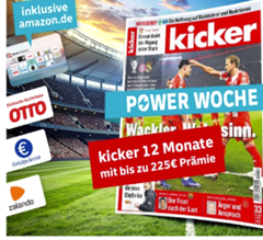 kicker Jahresabo für 371,30€ + bis zu 225€ Prämie
