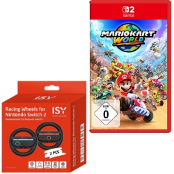 Mario Kart World für die Nintendo Switch 2 für nur 55,99€ (Vergleich: 64,90€) + 2 ISY Racing Wheels gratis