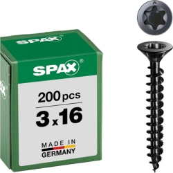 SPAX Universalschrauben Schwarz (3x16mm, 200 Stk.) für 3,99€ (Vergleich: 9,64€)