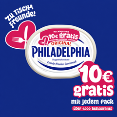 Philadelphia kaufen + 10€ Restaurant-Gutschein erhalten (z.B. Uber Eats)