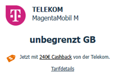 Telekom MagentaMobil M Unlimited bei LogiTel: 49,95€/Monat + 750€ Boni = 18,70€/Monat