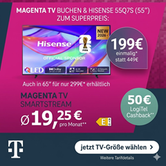 MagentaTV WM-Spezial bei LogiTel: Hisense QLED ab 199€ + vergünstigte Magenta TV Tarife