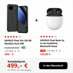 Google Pixel 10a 128 GB für 499€ inklusive Pixel Buds 2a Hazel als kostenlose Zugabe (VG 544,88€)