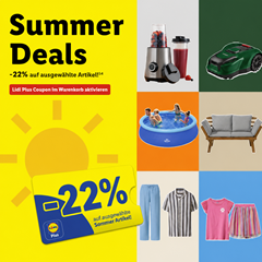 Lidl Summer Deals: 22% Rabatt auf ausgewählte Produkte für Lidl Plus Nutzer