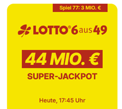 Lotto24 Gutschein: 3 Felder Lotto 6 aus 49 für nur 0,10€ – 44 Mio. Jackpot
