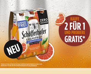 Schöfferhofer Cashback: Grapefruit Alkoholfrei Zero gratis testen (Kauf von einem normalen SixPack nötig)