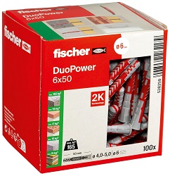 fischer DuoPower 6 x 50 Universaldübel (100 Stück) für 8,99€ (Vergleich: 12,90€)