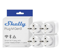 Shelly Plug M Gen3 WLAN-Steckdose 4er-Set für 38€ (Vergleich: 44,97€)