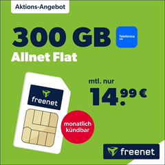 300 GB im o2-Netz für dauerhaft 14,99€/Monat + monatlich kündbar – einmalig 19,99€ Anschlusspreis