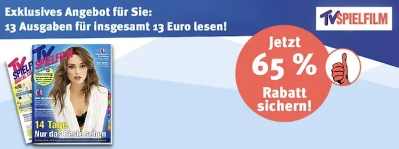 📰 13 Ausgaben TV Spielfilm Abo für 13€ (statt 26€)