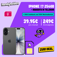 iPhone 17 (256 GB) für 249€ + Telekom Magenta M (50 GB) für 39,95€/Monat + 300€ Bonus