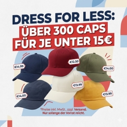 Dress for Less: über 300 Caps für je unter 15€ von z.B. Nike, Converse, Dickies, Sols, Slazenger uvm.