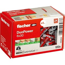 fischer DuoPower 6 x 30 Universaldübel (100 Stück) für 5,29€ (Vergleich: 8,86€)