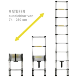 Eaxus Alu-Teleskopleiter 2,6m für 49,99€ (Vergleich: 64,99€)