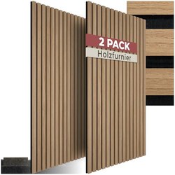 tectake Akustikpaneele Eiche 2er-Set (Echtholzfurnier) für 32,99€ statt 38,99€