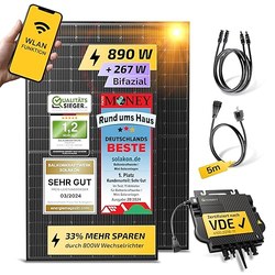 Solakon 900W Balkonkraftwerk (800W Wechselrichter, bifazial) für 232,70€ (statt 299,90€)
