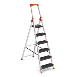 SONGMICS Alu-Klappleiter 6 Stufen (bis 150 kg, mit Werkzeugschale) für 84,99€ statt 109,99€