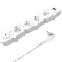 UCOMEN 4-Fach Steckdosenleiste mit 2x USB (TÜV GS, Flachstecker) für 11,97€ statt 17,10€ dank Code