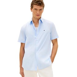 Tommy Hilfiger Herren Kurzarm-Hemd (Regular Fit, Sweet Blue/Stripe) für 34€ statt 68,86€