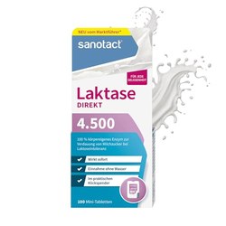 sanotact Laktase 4.500 DIREKT (100 Mini-Tabletten, ohne Wasser, Klickspender) im Spar-Abo für 2,47€ statt 3,99€
