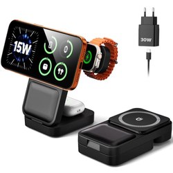 Eddibox 15W MagSafe Ladestation 3-in-1 (iPhone, Apple Watch, AirPods, inkl. 30W Netzteil) für 11,99€ dank Coupon + Code