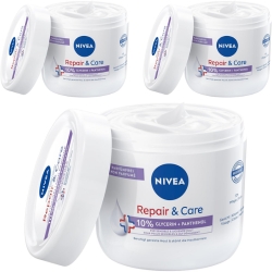 3x NIVEA Repair & Care Parfümfrei Creme, feuchtigkeitsspendende & nicht fettende Körpercreme 400ml für 11,06€ (Vergleich: 20,97€)